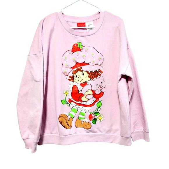 Strawberry Shortcake Crewneck Sweatshirt Long Sleeve Pink Women's Size XL - Picture 1 of 4